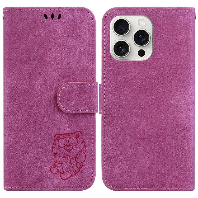 For iPhone 16 Pro Little Tiger Embossed Leather Phone Case(Rose Red) - iPhone 16 Pro Cases by buy2fix | Online Shopping UK | buy2fix