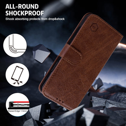 For iPhone 16 Pro Max Skin Feeling Oil Leather Texture PU + TPU Phone Case(Brown) - iPhone 16 Pro Max Cases by buy2fix | Online Shopping UK | buy2fix