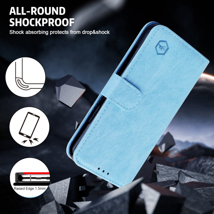 For iPhone 16 Pro Max Skin Feeling Oil Leather Texture PU + TPU Phone Case(Light Blue) - iPhone 16 Pro Max Cases by buy2fix | Online Shopping UK | buy2fix