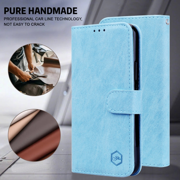 For iPhone 16 Pro Skin Feeling Oil Leather Texture PU + TPU Phone Case(Light Blue) - iPhone 16 Pro Cases by buy2fix | Online Shopping UK | buy2fix