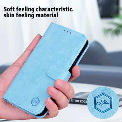 For iPhone 16 Pro Skin Feeling Oil Leather Texture PU + TPU Phone Case(Light Blue) - iPhone 16 Pro Cases by buy2fix | Online Shopping UK | buy2fix