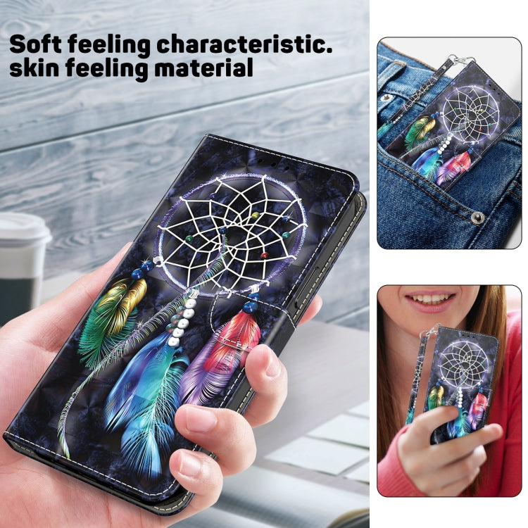 For iPhone 16 3D Painted Leather Phone Case(Colorful Dreamcatcher) - iPhone 16 Cases by buy2fix | Online Shopping UK | buy2fix