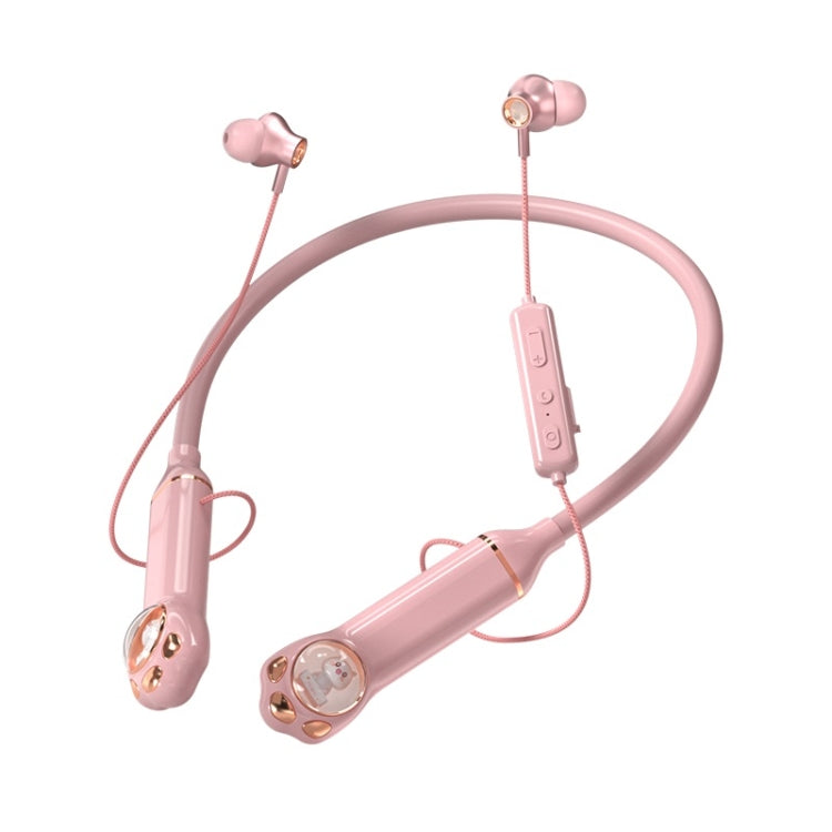 K1692 Meow Planet Neck-mounted Noise Reduction Sports Bluetooth Earphones(Pink) - Neck-mounted Earphone by buy2fix | Online Shopping UK | buy2fix