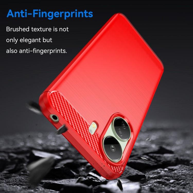 For Xiaomi Redmi 13C 5G Brushed Texture Carbon Fiber TPU Phone Case(Red) - 13C Cases by buy2fix | Online Shopping UK | buy2fix