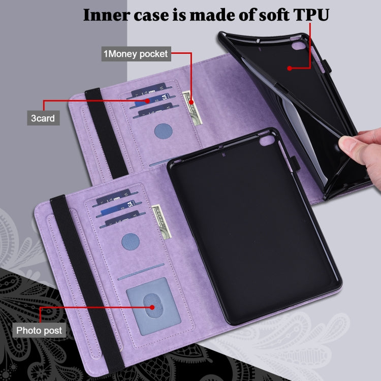 For Samsung Galaxy Tab S9 Lace Flower Embossing Pattern Leather Tablet Case(Purple) - Galaxy Tab S9 Cases by buy2fix | Online Shopping UK | buy2fix