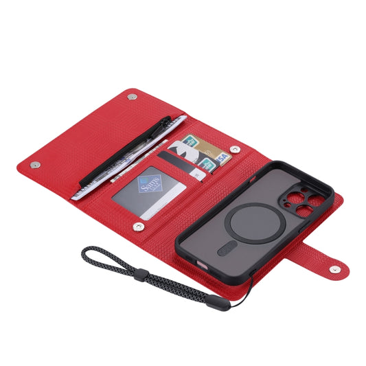 For iPhone 15 Pro ViLi GHB Series MagSafe Magnetic Zipper Leather Phone Case(Red) - iPhone 15 Pro Cases by ViLi | Online Shopping UK | buy2fix