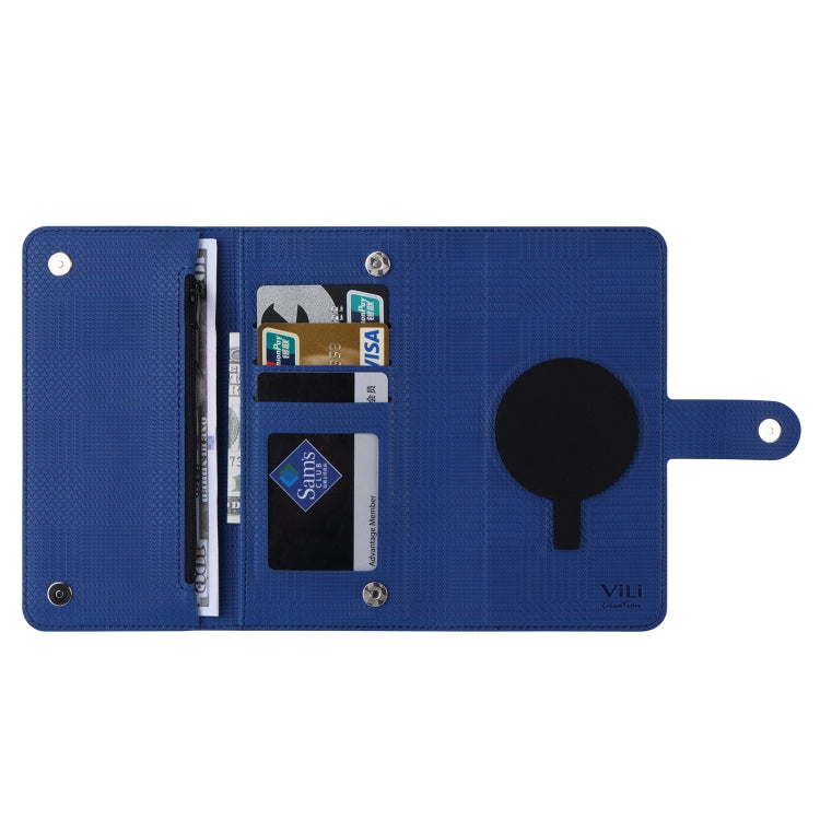 For iPhone 15 Plus ViLi GHB Series MagSafe Magnetic Zipper Leather Phone Case(Blue) - iPhone 15 Plus Cases by ViLi | Online Shopping UK | buy2fix