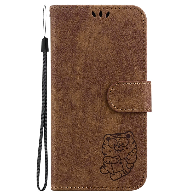 For Motorola Moto G Play 4G 2024 Little Tiger Embossed Leather Phone Case(Brown) - Motorola Cases by buy2fix | Online Shopping UK | buy2fix