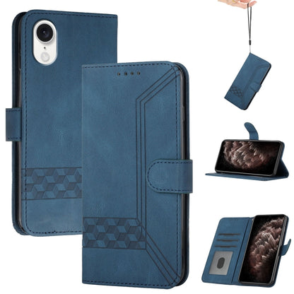 For iPhone SE 2024 Cubic Skin Feel Flip Leather Phone Case(Blue) - More iPhone Cases by buy2fix | Online Shopping UK | buy2fix