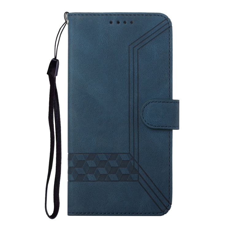 For iPhone 16 Pro Cubic Skin Feel Flip Leather Phone Case(Blue) - iPhone 16 Pro Cases by buy2fix | Online Shopping UK | buy2fix