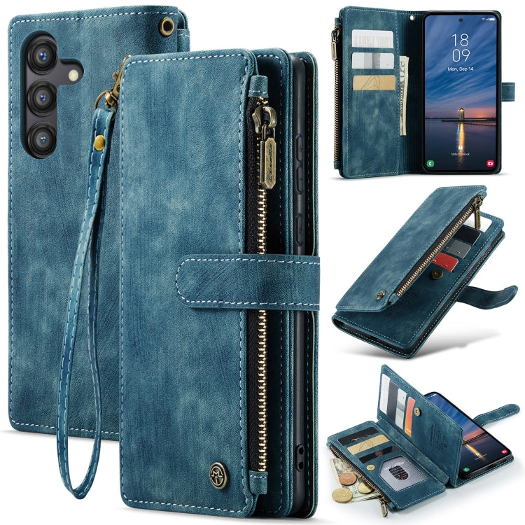 For Samsung Galaxy A55 5G CaseMe C30 Card Slots Zipper Wallet Leather Phone Case(Blue) - Galaxy Phone Cases by CaseMe | Online Shopping UK | buy2fix