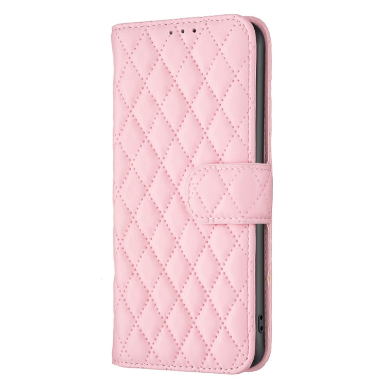 For Motorola Moto G Play 2024 Diamond Lattice Wallet Flip Leather Phone Case(Pink) - Motorola Cases by buy2fix | Online Shopping UK | buy2fix