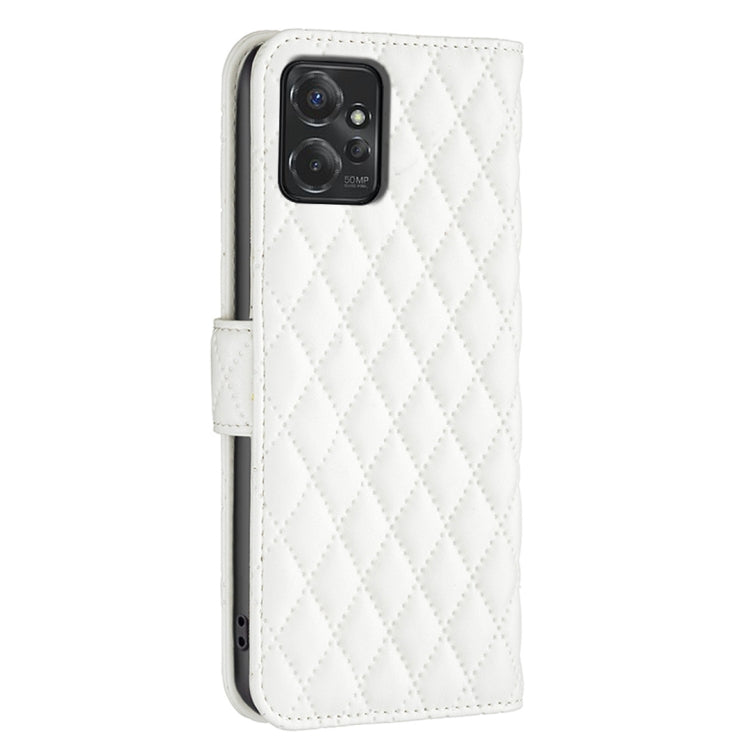 For Motorola Moto G Power 5G 2024 Diamond Lattice Wallet Flip Leather Phone Case(White) - Motorola Cases by buy2fix | Online Shopping UK | buy2fix