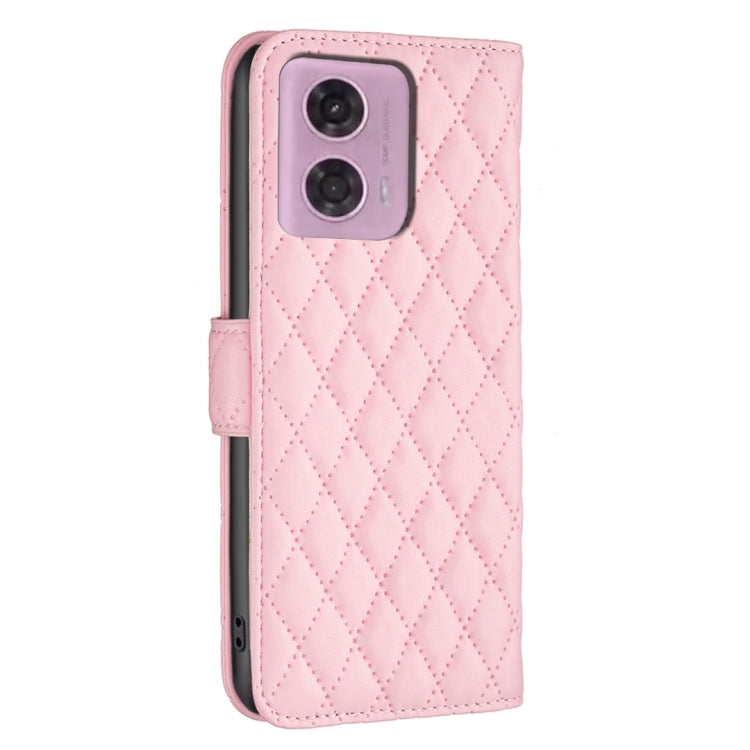 For Motorola Moto G24 Diamond Lattice Wallet Flip Leather Phone Case(Pink) - Motorola Cases by buy2fix | Online Shopping UK | buy2fix