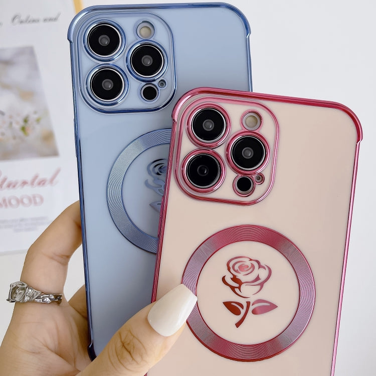 For iPhone 13 Pro Electroplate Side Roses Flower MagSafe Phone Case(Purple) - iPhone 13 Pro Cases by buy2fix | Online Shopping UK | buy2fix