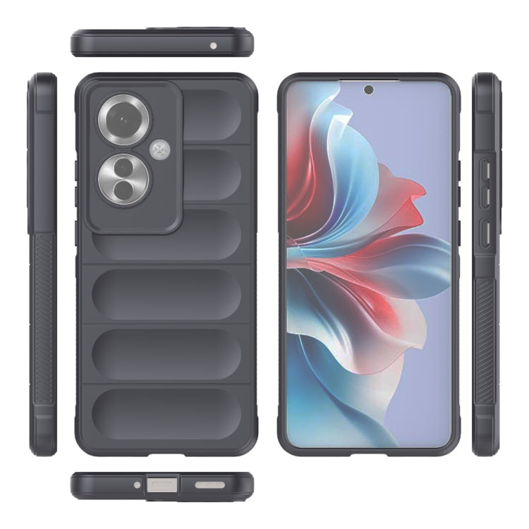 For OPPO Reno11 F 5G Global Magic Shield TPU + Flannel Phone Case(Dark Grey) - Reno11 F Cases by buy2fix | Online Shopping UK | buy2fix