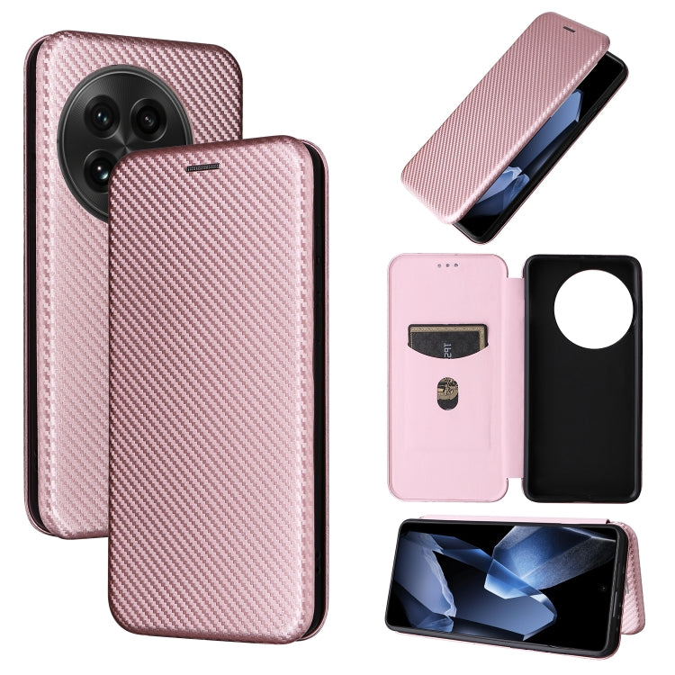 For OnePlus 13 Carbon Fiber Texture Flip Leather Phone Case(Pink) - OnePlus Cases by buy2fix | Online Shopping UK | buy2fix