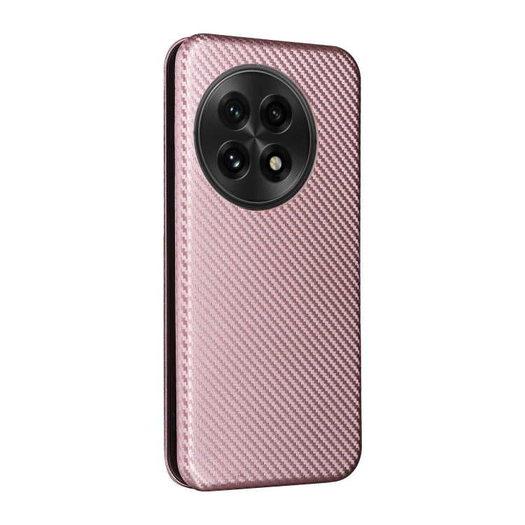 For OnePlus 13 Carbon Fiber Texture Flip Leather Phone Case(Pink) - OnePlus Cases by buy2fix | Online Shopping UK | buy2fix