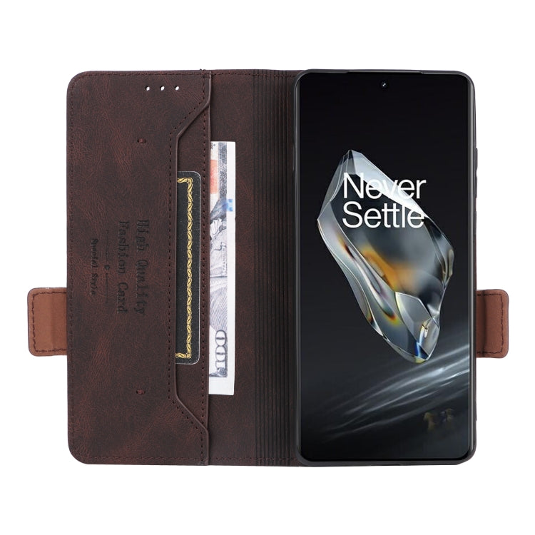 For OnePlus 12 Magnetic Clasp Leather Phone Case(Brown) - OnePlus Cases by buy2fix | Online Shopping UK | buy2fix