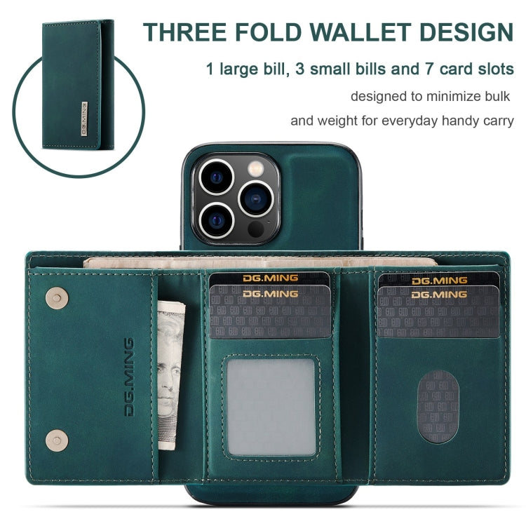 For iPhone 15 Pro DG.MING M1 Series 3-Fold Multi Card Wallet Leather Phone Case(Green) - iPhone 15 Pro Cases by DG.MING | Online Shopping UK | buy2fix