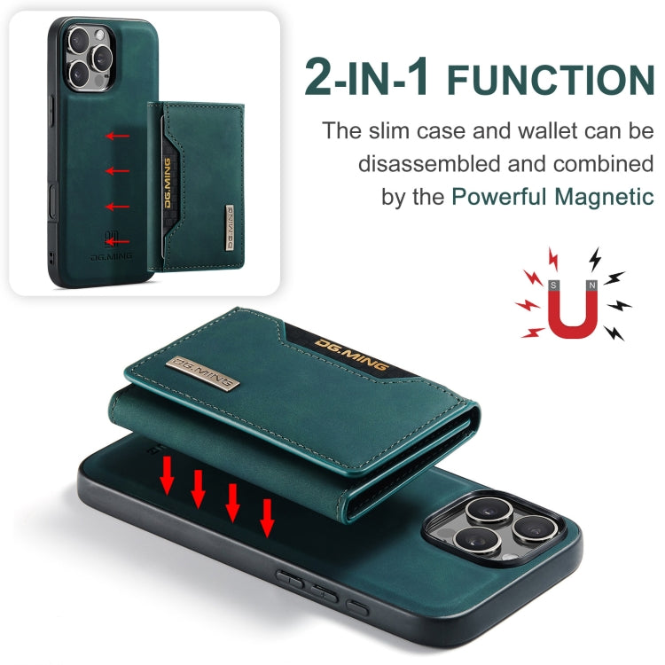 For iPhone 16 Pro Max DG.MING M2 Series 3-Fold Card Bag Wallet Leather Phone Case(Green) - iPhone 16 Pro Max Cases by DG.MING | Online Shopping UK | buy2fix