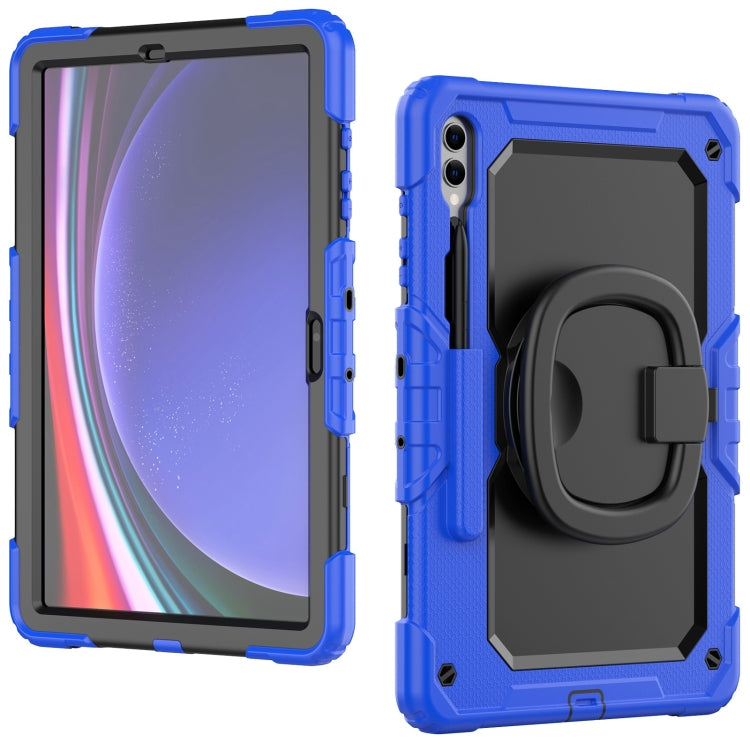 For Samsung Galaxy Tab S9+ D Type Silicone Hybrid PC Tablet Case with Handle Holder(Blue) - Galaxy Tab S9+ Cases by buy2fix | Online Shopping UK | buy2fix