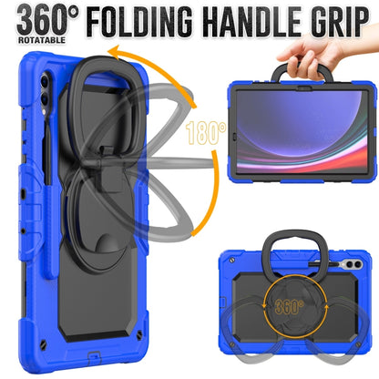 For Samsung Galaxy Tab S9+ D Type Silicone Hybrid PC Tablet Case with Handle Holder(Blue) - Galaxy Tab S9+ Cases by buy2fix | Online Shopping UK | buy2fix