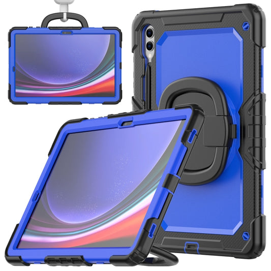 For Samsung Galaxy Tab S9+ D Type Silicone Hybrid PC Tablet Case with Handle Holder(Blue PC) - Galaxy Tab S9+ Cases by buy2fix | Online Shopping UK | buy2fix