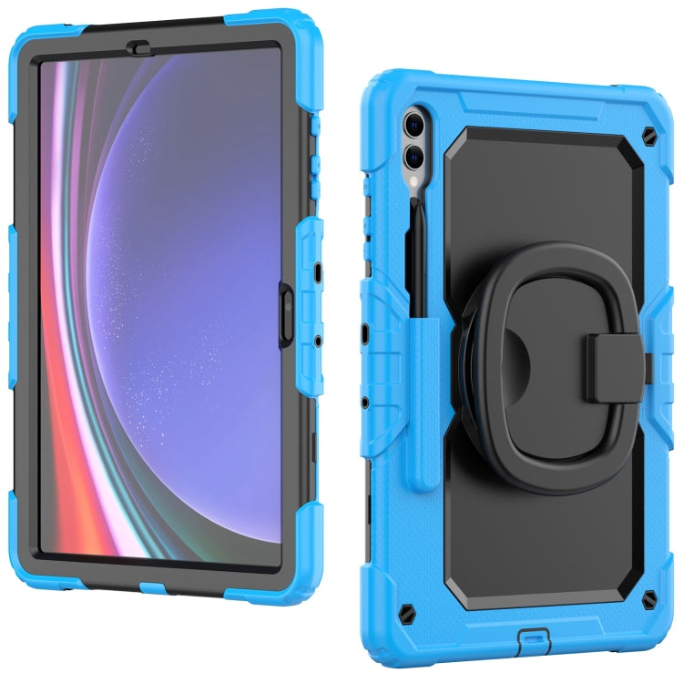 For Samsung Galaxy Tab S9+ D Type Silicone Hybrid PC Tablet Case with Handle Holder(Light Blue) - Galaxy Tab S9+ Cases by buy2fix | Online Shopping UK | buy2fix