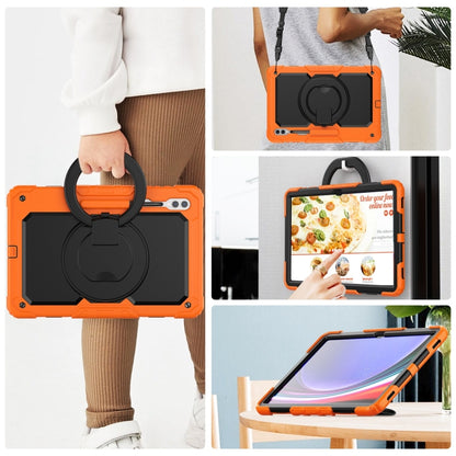 For Samsung Galaxy Tab S10 Ultra D Type Silicone Hybrid PC Tablet Case with Handle Holder(Orange) - Galaxy Tab S9 Ultra Cases by buy2fix | Online Shopping UK | buy2fix