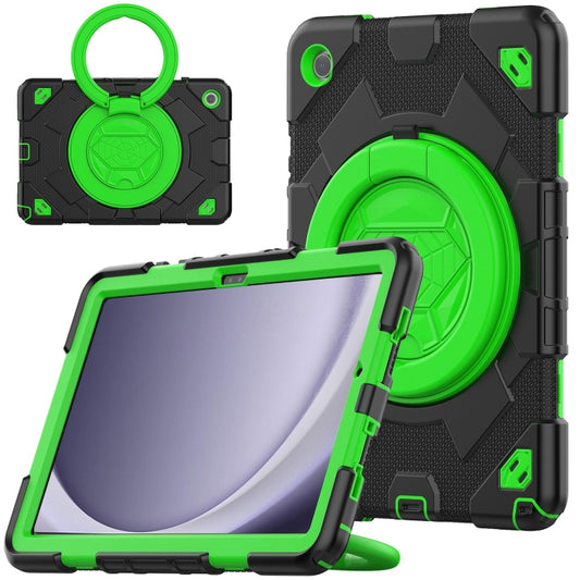 For Samsung Galaxy Tab A9+ Spider Rotation Handle Silicone Hybrid PC Tablet Case(Black Green) - Galaxy Tab A9+ by buy2fix | Online Shopping UK | buy2fix