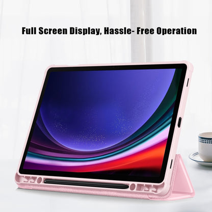 For Samsung Galaxy Tab S9 Acrylic 3-folding Smart Leather Tablet Case(Pink) - Galaxy Tab S9 Cases by buy2fix | Online Shopping UK | buy2fix