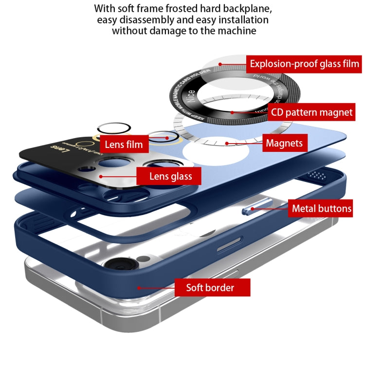 For iPhone 15 Plus Large Glass Window Magnetic Magsafe Phone Case with Lens Film(Sky Blue) - iPhone 15 Plus Cases by buy2fix | Online Shopping UK | buy2fix