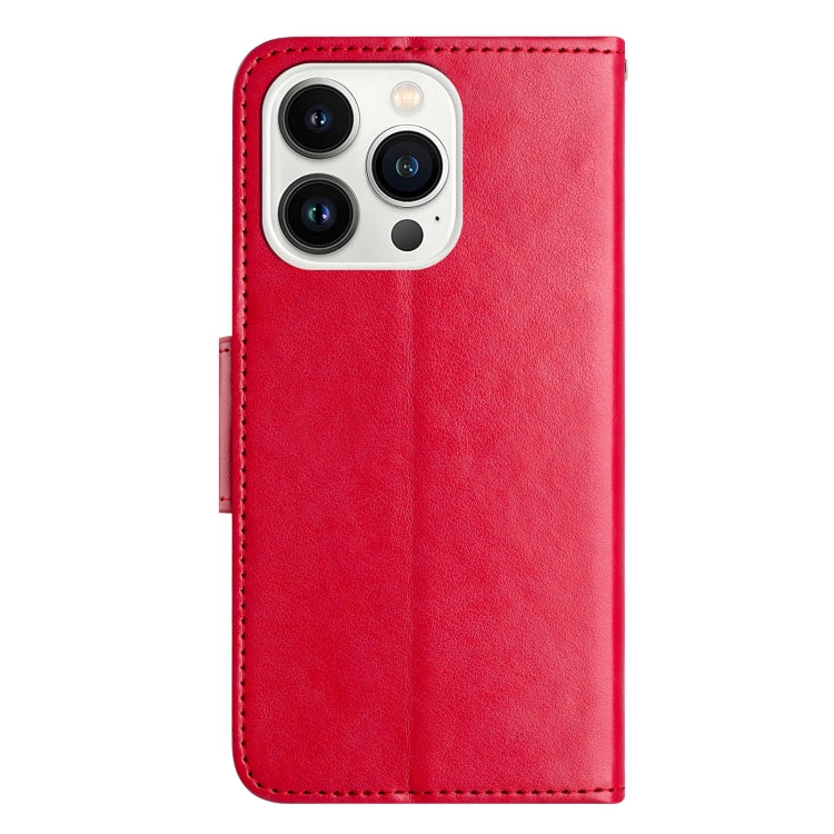 For iPhone 16 Pro Max Butterfly Flower Pattern Flip Leather Phone Case(Red) - iPhone 16 Pro Max Cases by buy2fix | Online Shopping UK | buy2fix