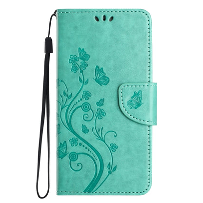 For iPhone 16 Pro Max Butterfly Flower Pattern Flip Leather Phone Case(Green) - iPhone 16 Pro Max Cases by buy2fix | Online Shopping UK | buy2fix