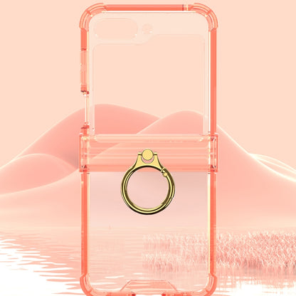 For Samsung Galaxy Z Flip6 Gkk Airbag Hinge Silicone Phone Case with Ring Holder(Transparent Orange) - Galaxy Z Flip6 5G Cases by GKK | Online Shopping UK | buy2fix