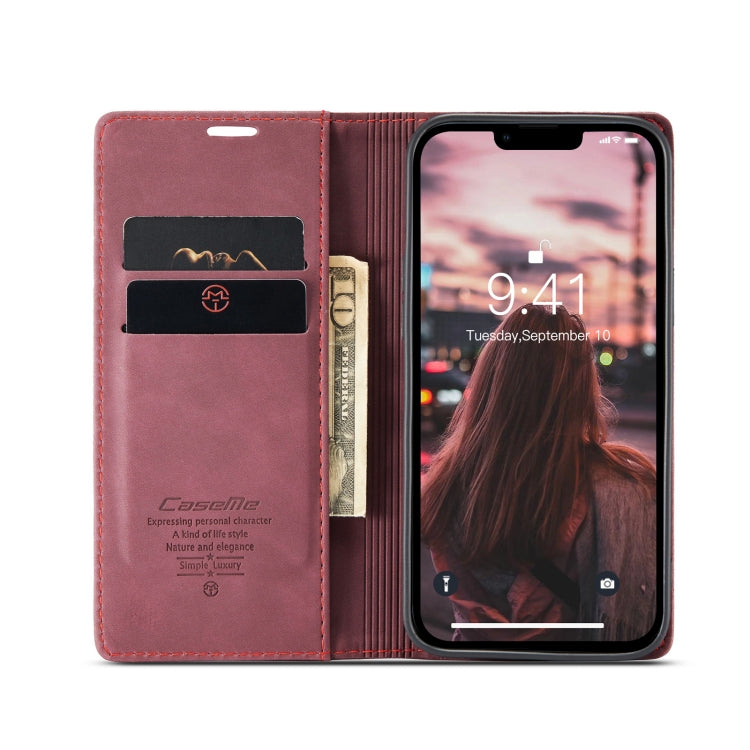 For iPhone 15 Plus CaseMe 013 Multifunctional Horizontal Flip Leather Phone Case(Wine Red) - iPhone 15 Plus Cases by CaseMe | Online Shopping UK | buy2fix