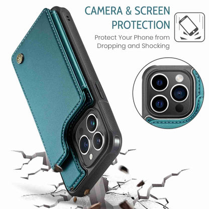 For iPhone 15 Pro CaseMe C22 Card Slots Holder RFID Anti-theft Phone Case(Blue Green) - iPhone 15 Pro Cases by CaseMe | Online Shopping UK | buy2fix