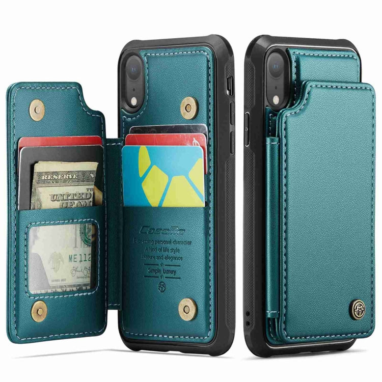 For iPhone XR CaseMe C22 Card Slots Holder RFID Anti-theft Phone Case(Blue Green) - More iPhone Cases by CaseMe | Online Shopping UK | buy2fix