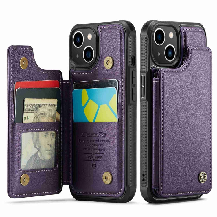 For iPhone 14 CaseMe C22 Card Slots Holder RFID Anti-theft Phone Case(Purple) - iPhone 14 Cases by CaseMe | Online Shopping UK | buy2fix