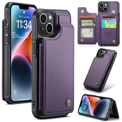 For iPhone 14 Plus CaseMe C22 Card Slots Holder RFID Anti-theft Phone Case(Purple) - iPhone 14 Plus Cases by CaseMe | Online Shopping UK | buy2fix