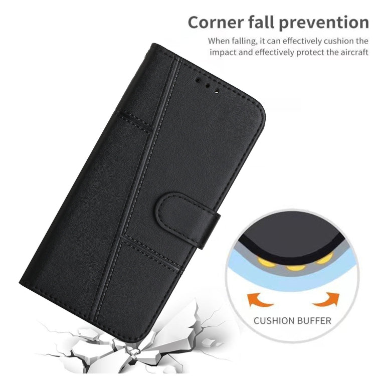 For Motorola Moto G Play 5G 2024 Stitching Calf Texture Buckle Leather Phone Case(Black) - Motorola Cases by buy2fix | Online Shopping UK | buy2fix