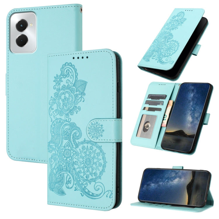 For Motorola Moto G Power 5G 2024 Datura Flower Embossed Flip Leather Phone Case(Light Blue) - Motorola Cases by buy2fix | Online Shopping UK | buy2fix