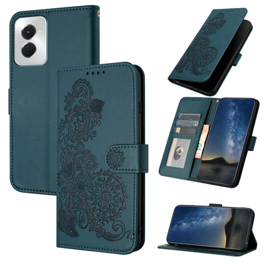 For Motorola Moto G Power 5G 2024 Datura Flower Embossed Flip Leather Phone Case(Dark Green) - Motorola Cases by buy2fix | Online Shopping UK | buy2fix