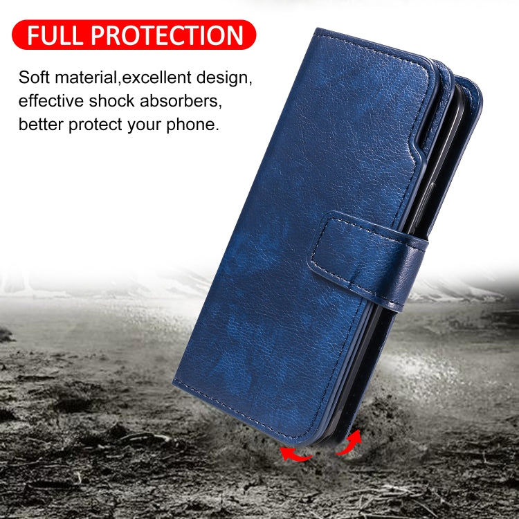 For iPhone 16 Pro Max Tri-Fold 9-Card Wallets Leather Phone Case(Blue) - iPhone 16 Pro Max Cases by buy2fix | Online Shopping UK | buy2fix