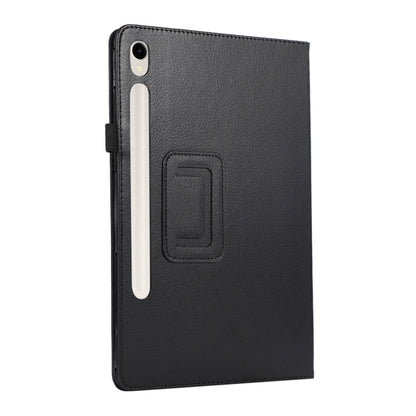 For Samsung Galaxy Tab S9 Litchi Texture Leather Tablet Case with Holder(Black) - Other Galaxy Tab PC by buy2fix | Online Shopping UK | buy2fix