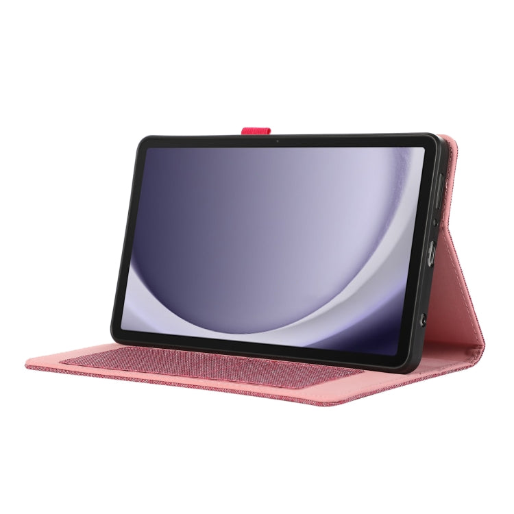 For Samsung Galaxy Tab A9+ Horizontal Flip TPU + Fabric PU Leather Tablet Case(Rose Red) - Galaxy Tab A9+ by buy2fix | Online Shopping UK | buy2fix