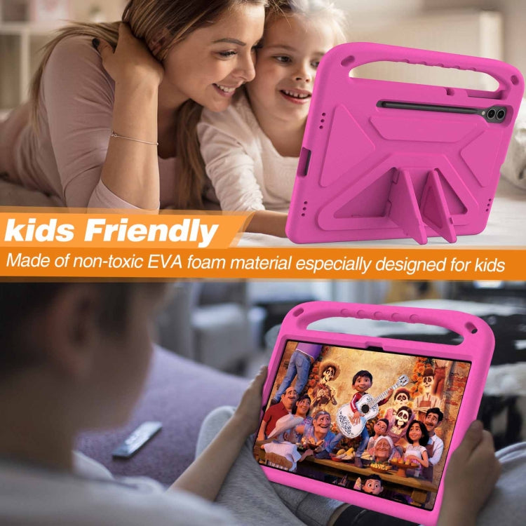 For Samsung Galaxy Tab S9+ Handle EVA Shockproof Tablet Case with Holder(Rose Red) - Galaxy Tab S9+ Cases by buy2fix | Online Shopping UK | buy2fix