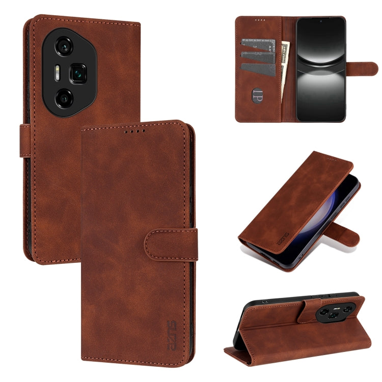 For Honor 300 Ultra AZNS Skin Feel Calf Texture Flip Leather Phone Case(Brown) - Honor Cases by AZNS | Online Shopping UK | buy2fix