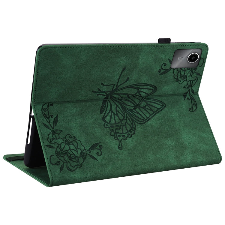 For Lenovo Tab M11/Xiaoxin Pad 11 2024 Butterfly Flower Embossed Leather Tablet Case(Green) - Lenovo by buy2fix | Online Shopping UK | buy2fix